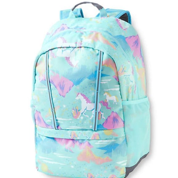 Lands' End Kids ClassMate Medium Backpack LIGHT BLUE SPACE UNICORNS - Picture 1 of 6